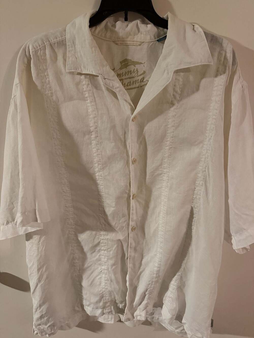 Tommy Bahama Men's White 100% Linen Short Sleeve Guayabera Shirt